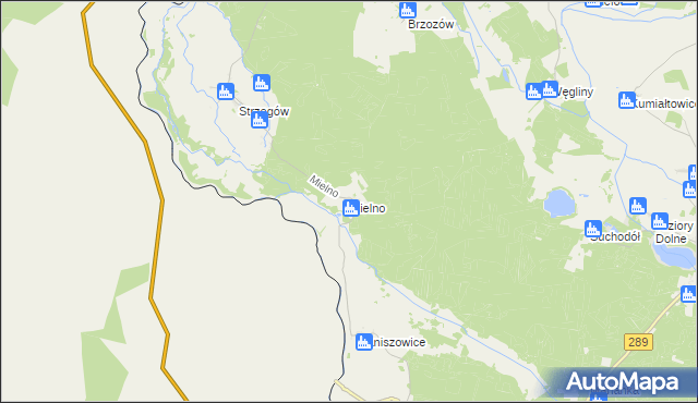 mapa Mielno gmina Gubin, Mielno gmina Gubin na mapie Targeo