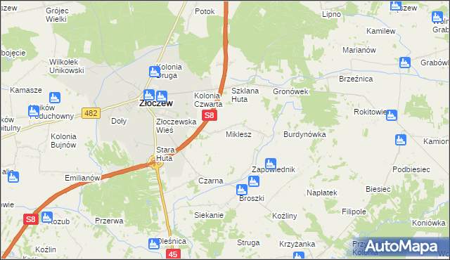 mapa Miklesz, Miklesz na mapie Targeo