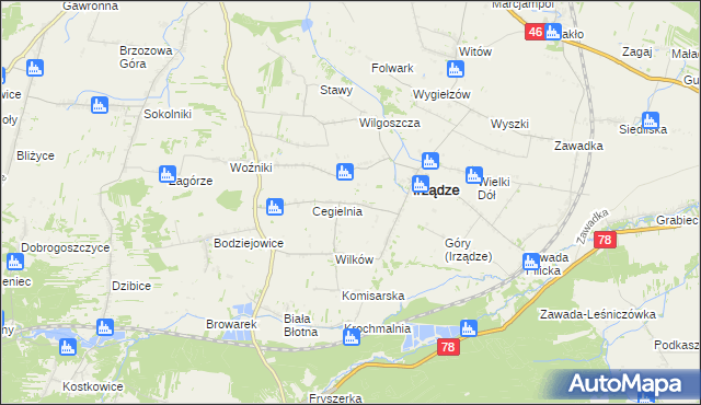 mapa Mikołajewice gmina Irządze, Mikołajewice gmina Irządze na mapie Targeo