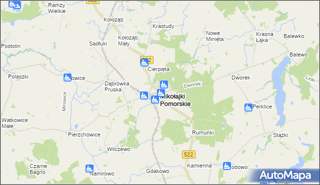 mapa Mikołajki Pomorskie, Mikołajki Pomorskie na mapie Targeo
