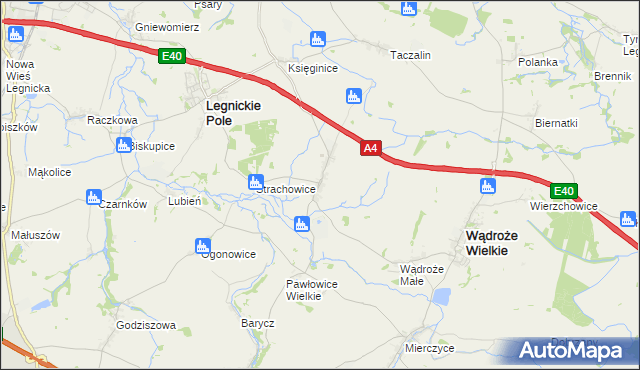 mapa Mikołajowice gmina Legnickie Pole, Mikołajowice gmina Legnickie Pole na mapie Targeo