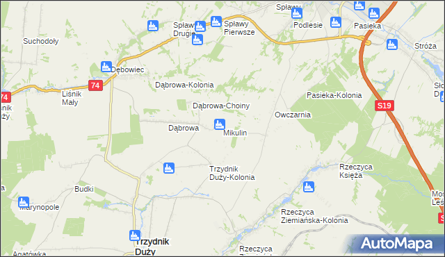 mapa Mikulin gmina Kraśnik, Mikulin gmina Kraśnik na mapie Targeo