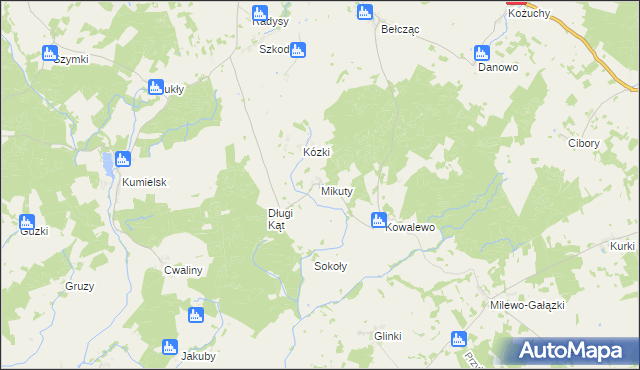 mapa Mikuty gmina Biała Piska, Mikuty gmina Biała Piska na mapie Targeo