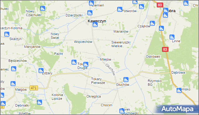 mapa Milejów gmina Kawęczyn, Milejów gmina Kawęczyn na mapie Targeo