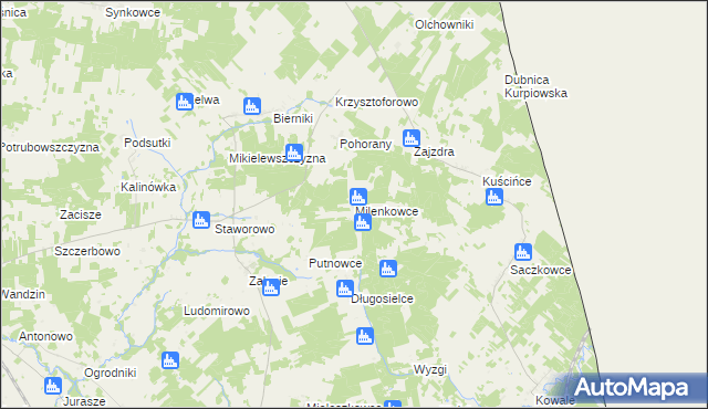 mapa Milenkowce, Milenkowce na mapie Targeo