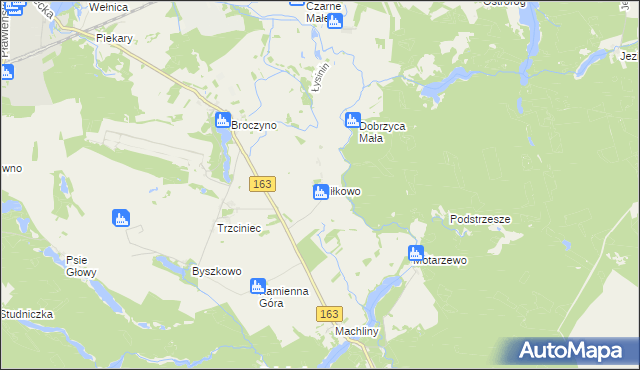mapa Miłkowo gmina Czaplinek, Miłkowo gmina Czaplinek na mapie Targeo