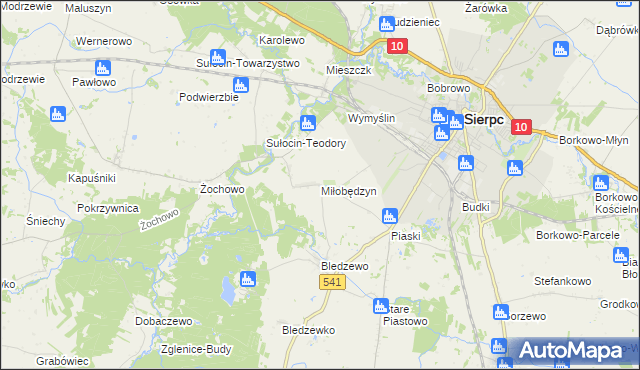 mapa Miłobędzyn, Miłobędzyn na mapie Targeo