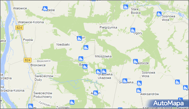 mapa Miłoszówka, Miłoszówka na mapie Targeo