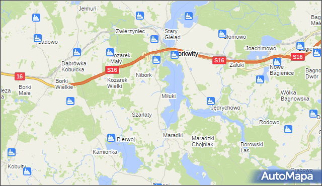 mapa Miłuki gmina Sorkwity, Miłuki gmina Sorkwity na mapie Targeo