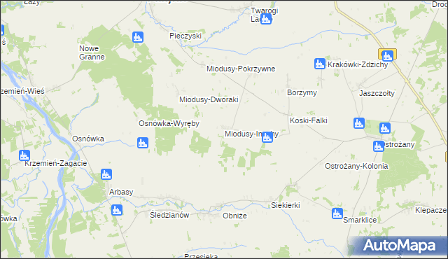 mapa Miodusy-Inochy, Miodusy-Inochy na mapie Targeo