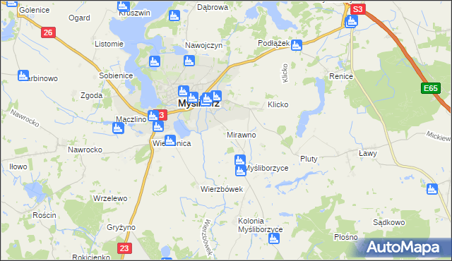 mapa Mirawno, Mirawno na mapie Targeo