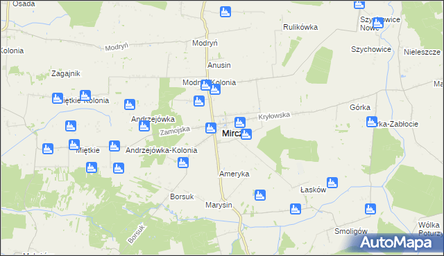 mapa Mircze, Mircze na mapie Targeo