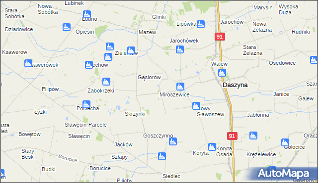 mapa Miroszewice, Miroszewice na mapie Targeo