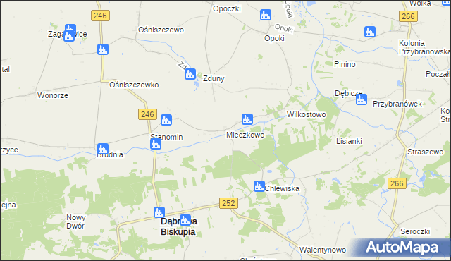 mapa Mleczkowo gmina Dąbrowa Biskupia, Mleczkowo gmina Dąbrowa Biskupia na mapie Targeo