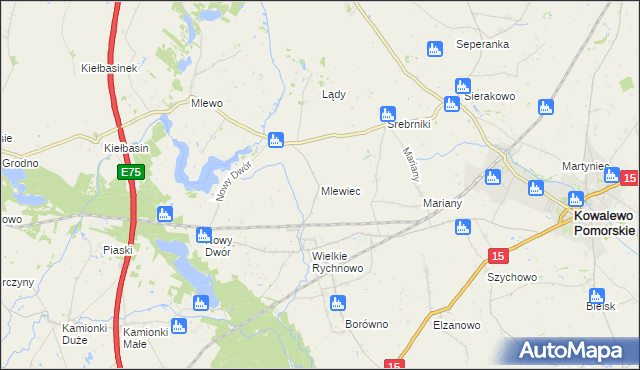 mapa Mlewiec, Mlewiec na mapie Targeo