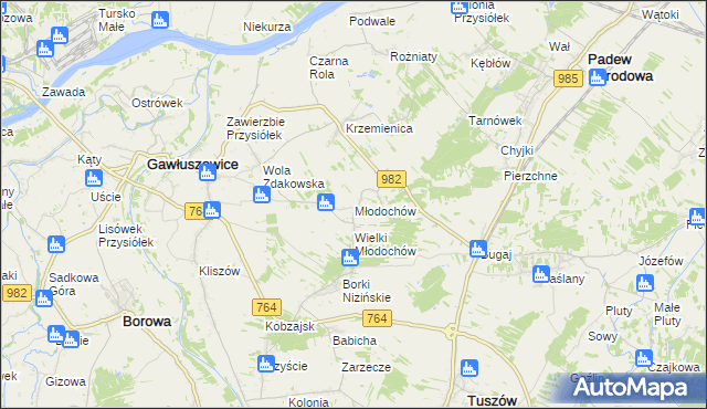 mapa Młodochów gmina Gawłuszowice, Młodochów gmina Gawłuszowice na mapie Targeo