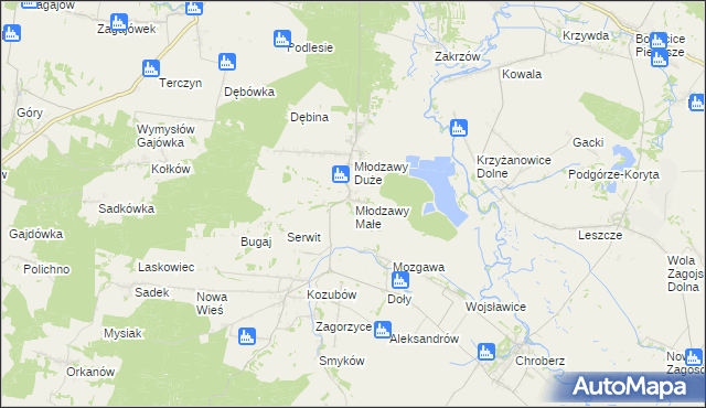 mapa Młodzawy Małe, Młodzawy Małe na mapie Targeo