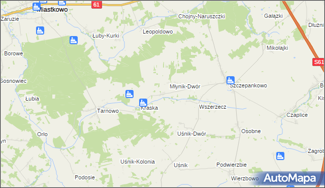 mapa Młynik gmina Śniadowo, Młynik gmina Śniadowo na mapie Targeo