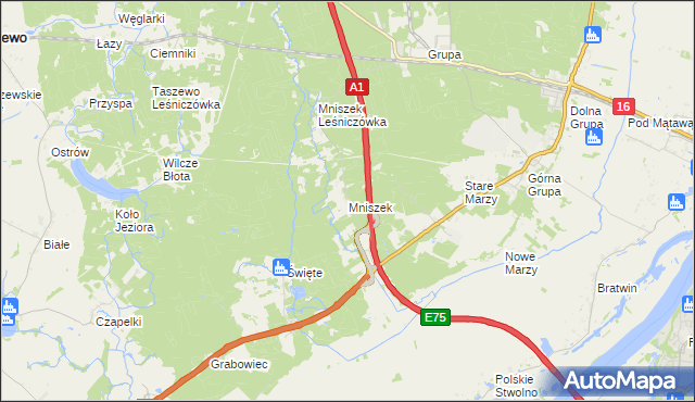 mapa Mniszek gmina Dragacz, Mniszek gmina Dragacz na mapie Targeo