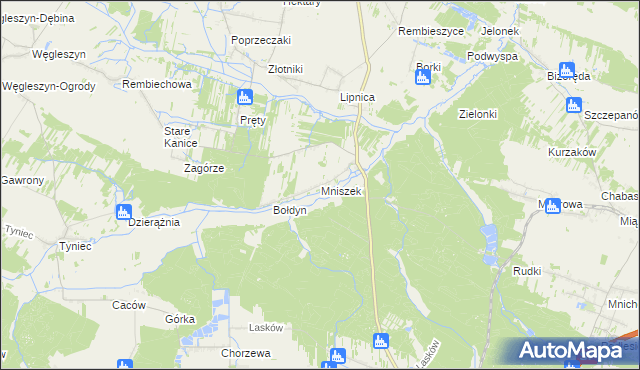 mapa Mniszek gmina Małogoszcz, Mniszek gmina Małogoszcz na mapie Targeo