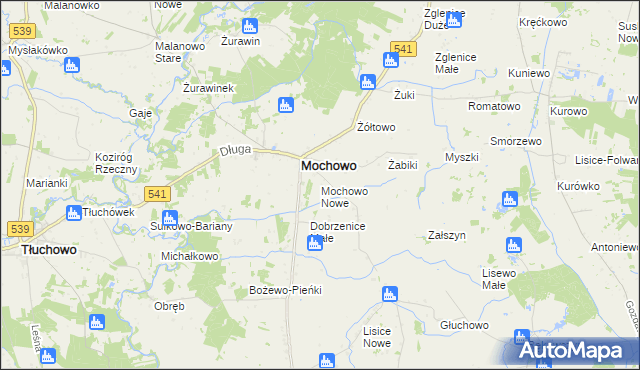 mapa Mochowo Nowe, Mochowo Nowe na mapie Targeo