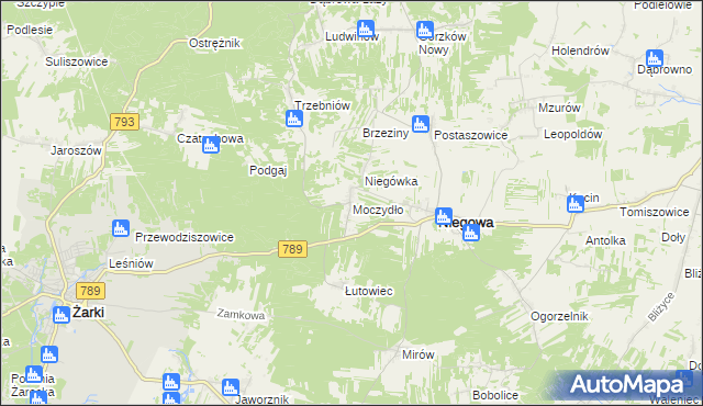 mapa Moczydło gmina Niegowa, Moczydło gmina Niegowa na mapie Targeo