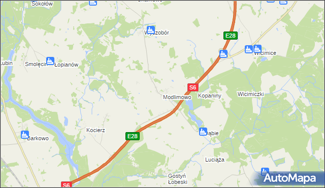mapa Modlimowo gmina Płoty, Modlimowo gmina Płoty na mapie Targeo
