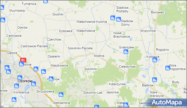 mapa Modlna, Modlna na mapie Targeo