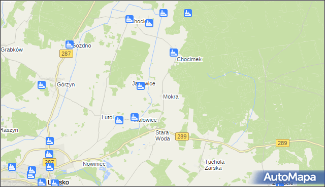 mapa Mokra gmina Lubsko, Mokra gmina Lubsko na mapie Targeo