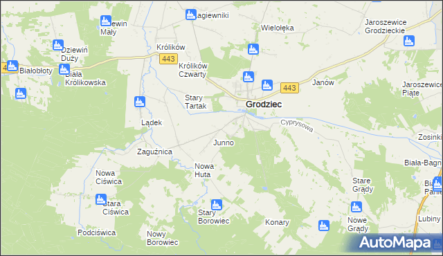 mapa Mokre gmina Grodziec, Mokre gmina Grodziec na mapie Targeo