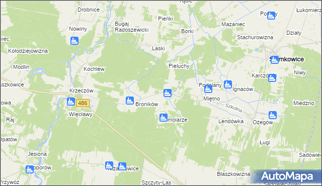 mapa Mokre gmina Siemkowice, Mokre gmina Siemkowice na mapie Targeo