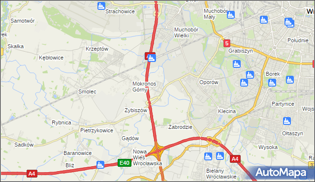 mapa Mokronos Dolny, Mokronos Dolny na mapie Targeo
