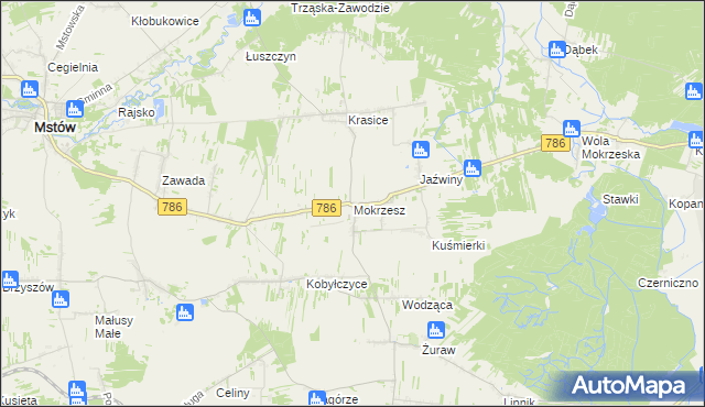 mapa Mokrzesz, Mokrzesz na mapie Targeo
