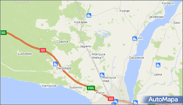 mapa Mokrzyca Wielka, Mokrzyca Wielka na mapie Targeo