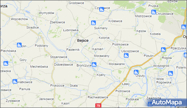 mapa Morawiany, Morawiany na mapie Targeo