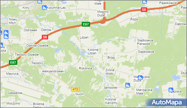 mapa Morgi gmina Dobroń, Morgi gmina Dobroń na mapie Targeo