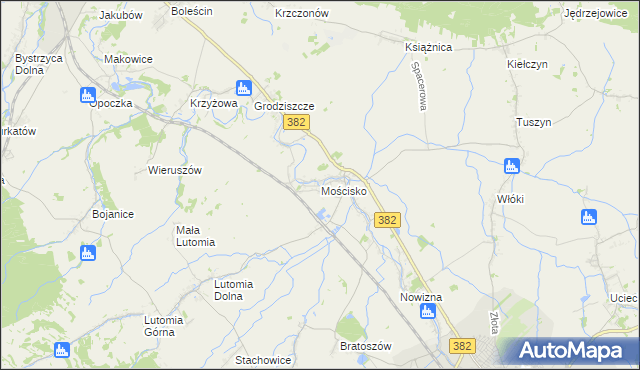 mapa Mościsko gmina Dzierżoniów, Mościsko gmina Dzierżoniów na mapie Targeo
