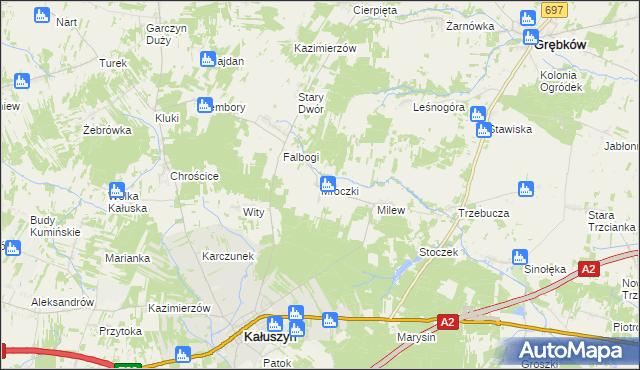 mapa Mroczki gmina Kałuszyn, Mroczki gmina Kałuszyn na mapie Targeo