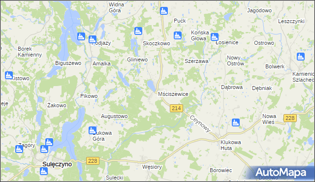 mapa Mściszewice, Mściszewice na mapie Targeo