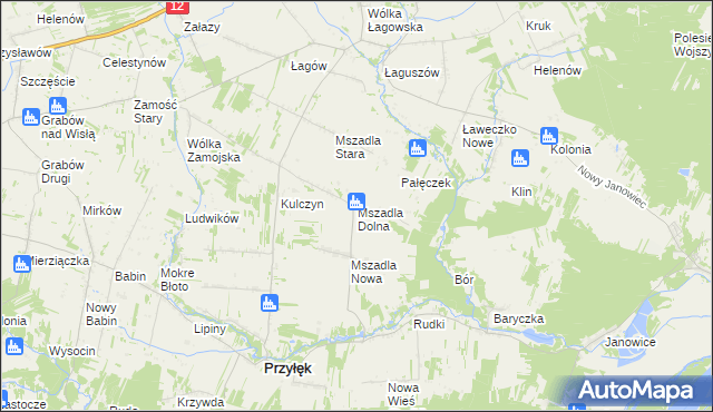 mapa Mszadla Dolna, Mszadla Dolna na mapie Targeo