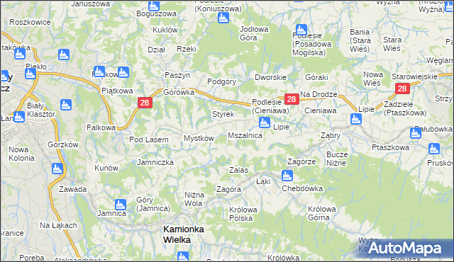 mapa Mszalnica, Mszalnica na mapie Targeo