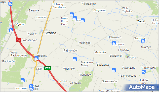 mapa Muchnice Nowe, Muchnice Nowe na mapie Targeo