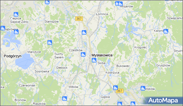 mapa Mysłakowice, Mysłakowice na mapie Targeo