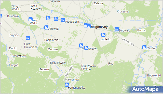 mapa Myśliwczów, Myśliwczów na mapie Targeo