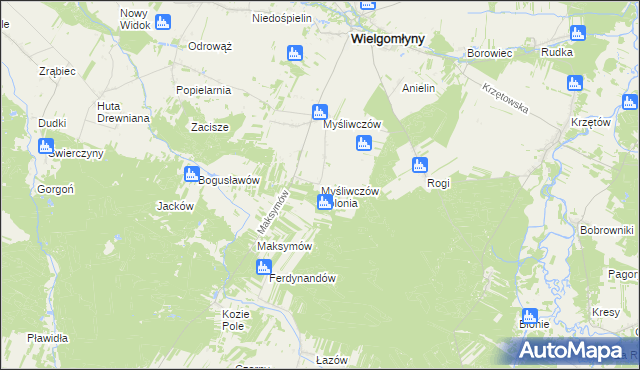 mapa Myśliwczów Kolonia, Myśliwczów Kolonia na mapie Targeo