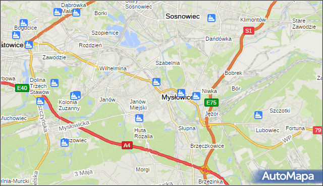 mapa Mysłowice, Mysłowice na mapie Targeo