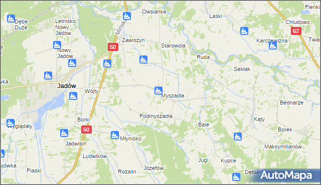 mapa Myszadła, Myszadła na mapie Targeo