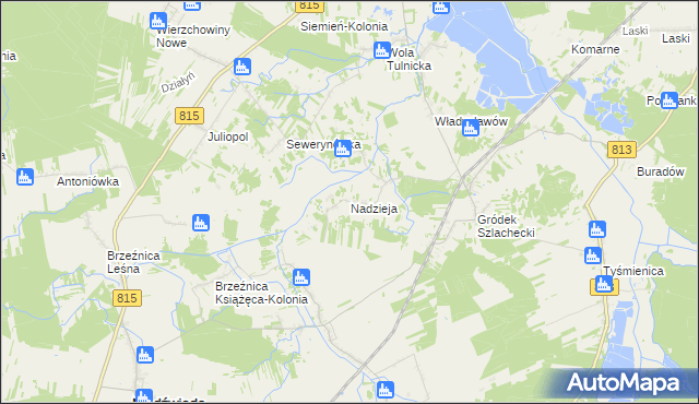 mapa Nadzieja gmina Siemień, Nadzieja gmina Siemień na mapie Targeo