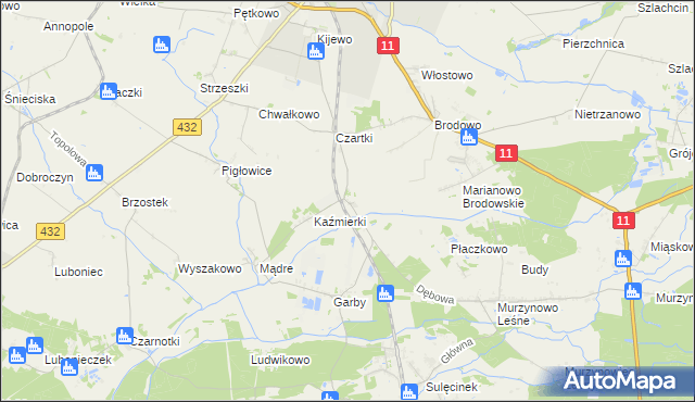 mapa Nadziejewo gmina Środa Wielkopolska, Nadziejewo gmina Środa Wielkopolska na mapie Targeo