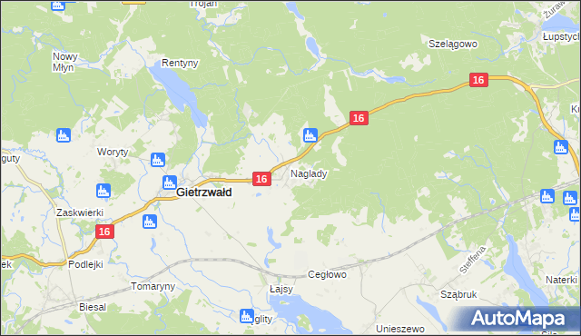 mapa Naglady, Naglady na mapie Targeo